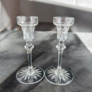 Rogaska‎ Richmond Clear Crystal Candle Holder Set 2 Clear Crystal Marked Bottom